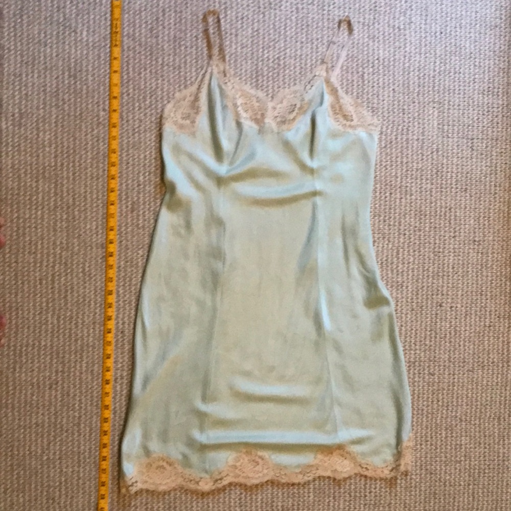 Vintage seafoam satin slip
